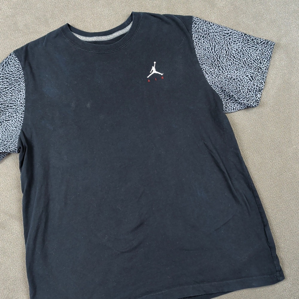 Jordan XXL Mens T-Shirt Black Grey Elephant Print Jumpman Air Short Sleeve Tee